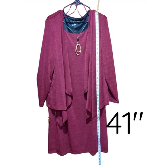 Jessica Howard Ribbed Sweater Dress Burgandy Womens 20W. $99 Tag - Picture 3 of 9